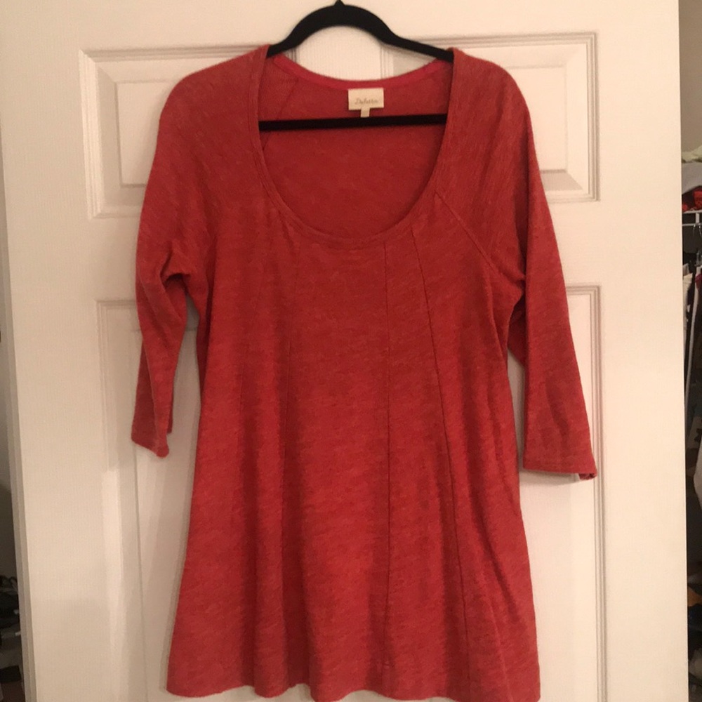 Anthropologie Red Top with Pleats